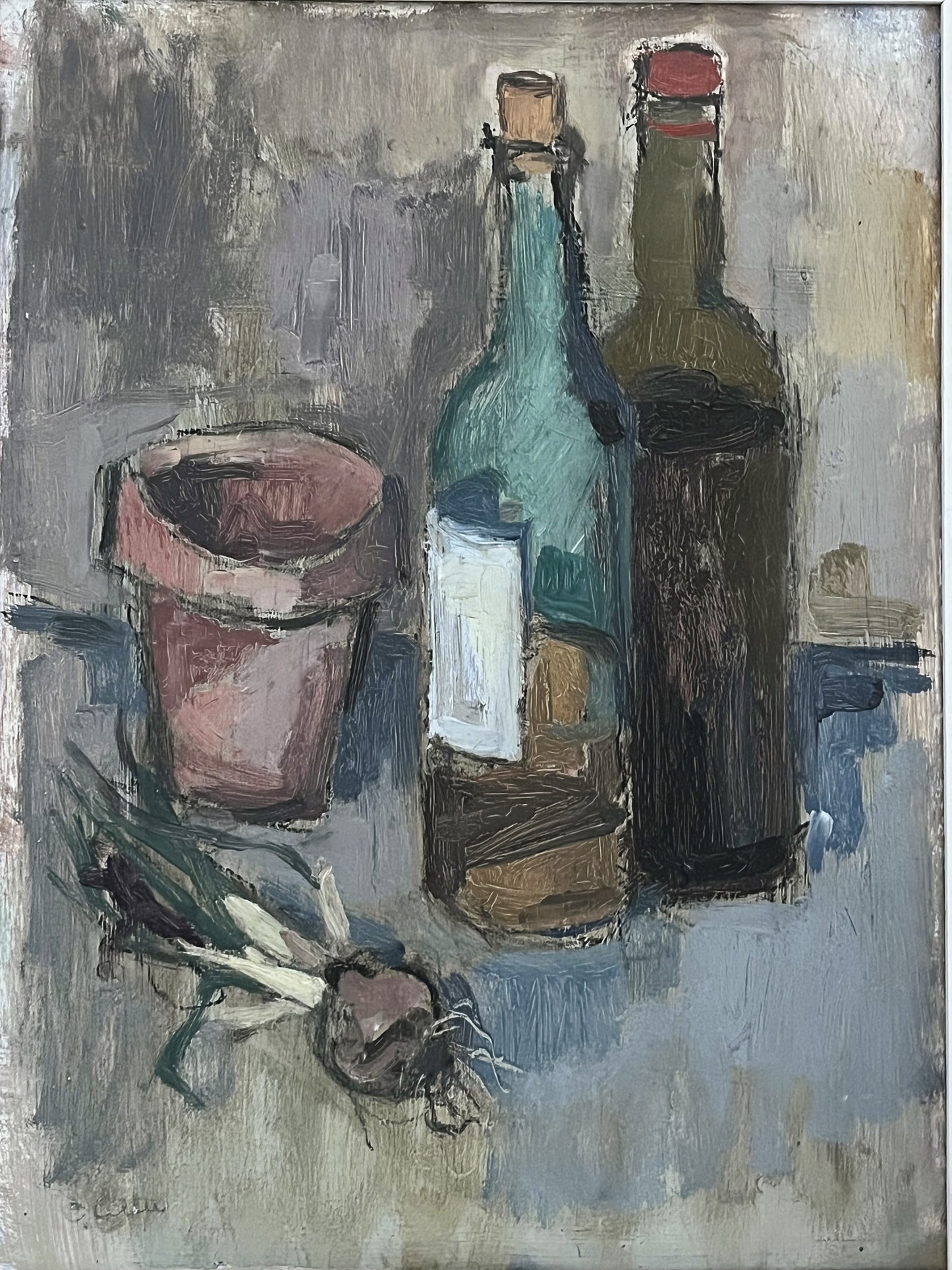 Bottles and Onion with Terracotta Pot