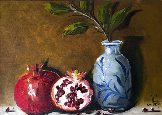 Pomegranates with Blue Vase