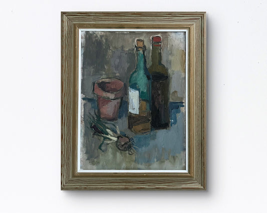 Bottles and Onion with Terracotta Pot