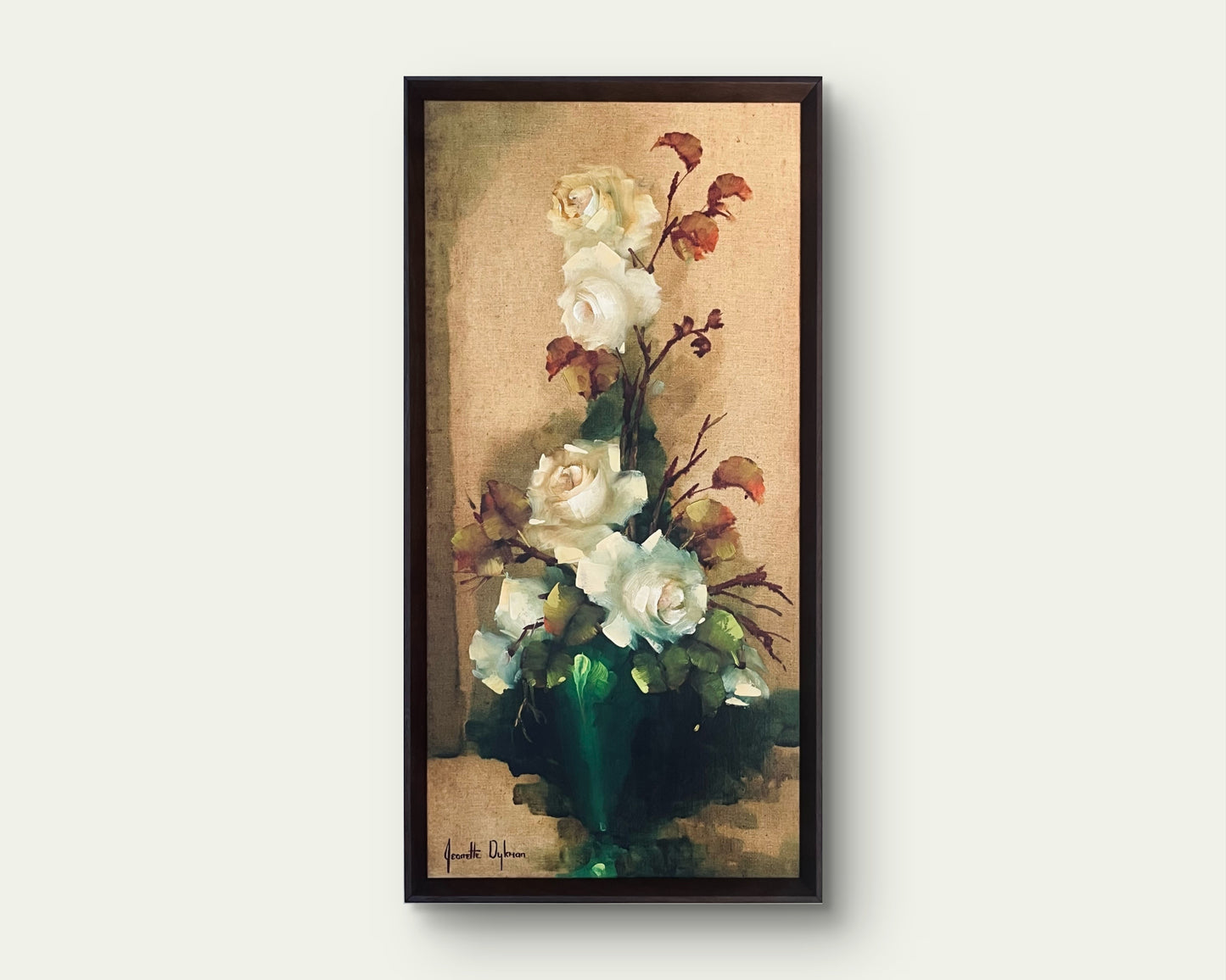 Roses in Green Vase
