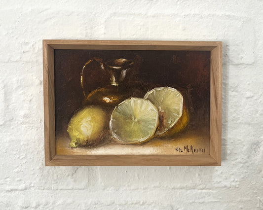 Lemons With Copper Vase